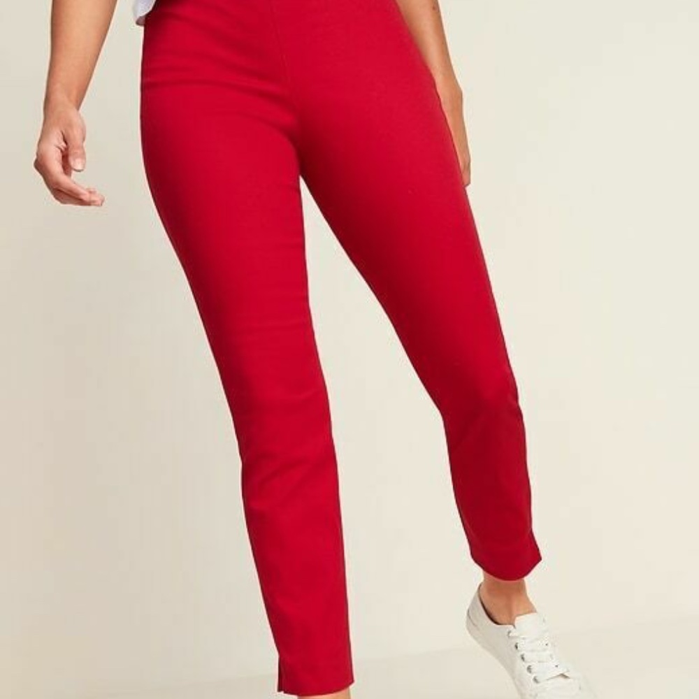 High-Waisted Twill Super Skinny Ankle Pants
